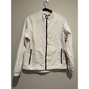 FJ FootJoy Womens Lightweight Golf Jacket Full Zip White Black Sz M 2082